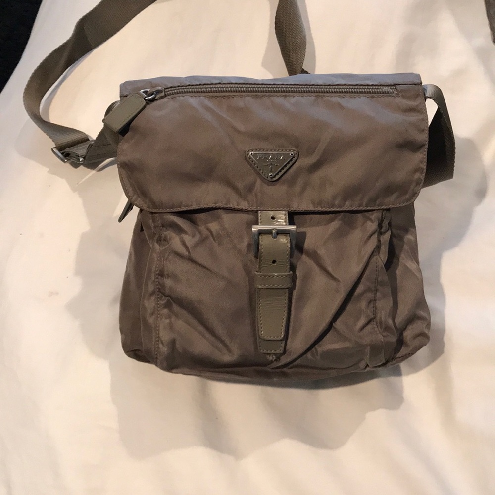 Prada Taupe Vela Hunting Bag Taupe